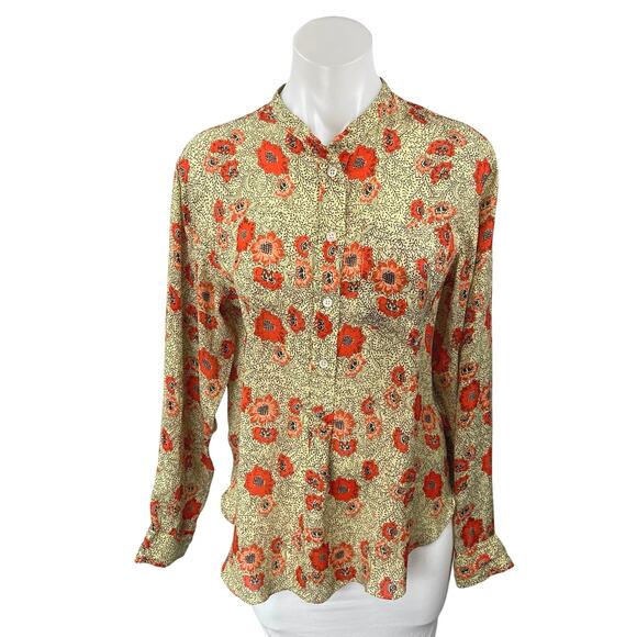 Isabel Marant Etoile Selina Multicolor Silk Long Sleeve Button Up Blouse Top 6 - Picture 1 of 4